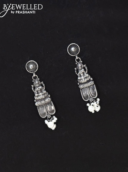 Oxidised haaram with emerald stone and lakshmi pendant - {{ collection.title }} by Prashanti Sarees