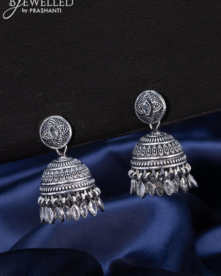 Oxidised Jhumka with cz stones and hangings - {{ collection.title }} by Prashanti Sarees