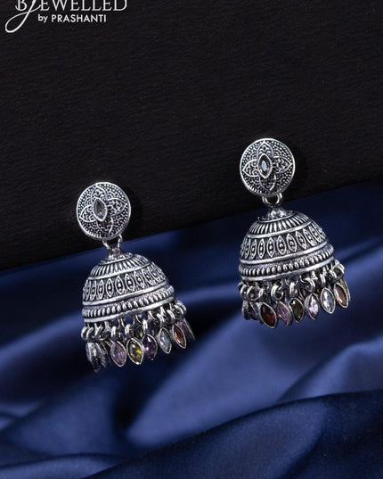 Oxidised Jhumka with multicolour stones and hangings - {{ collection.title }} by Prashanti Sarees