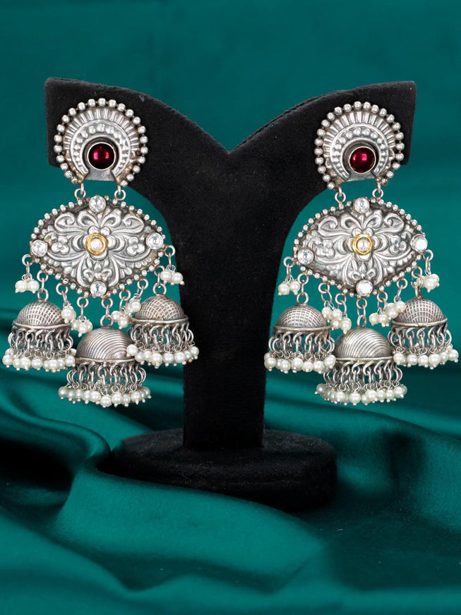 Oxidised jhumka with pearl hangings - {{ collection.title }} by Prashanti Sarees