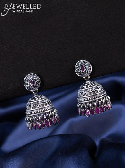 Oxidised Jhumka with ruby stones and hangings - {{ collection.title }} by Prashanti Sarees