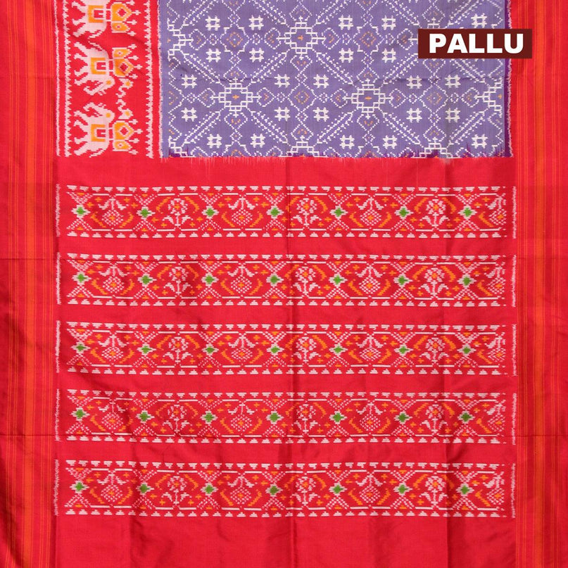 Pochampally silk saree blue and red with allover ikat weaves and long ikat woven border - {{ collection.title }} by Prashanti Sarees
