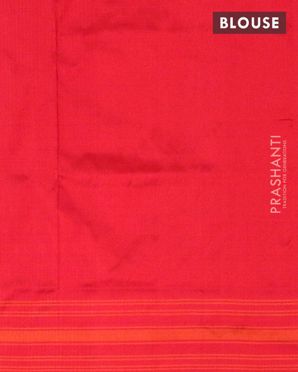 Pochampally silk saree blue and red with allover ikat weaves and long ikat woven border - {{ collection.title }} by Prashanti Sarees