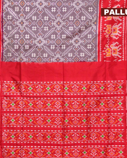 Pochampally silk saree violet shade and red with allover ikat weaves and long ikat woven border - {{ collection.title }} by Prashanti Sarees