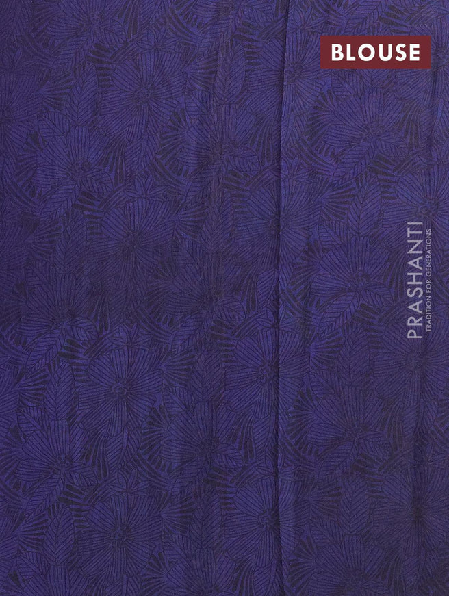 Printed silk saree cream and blue with paisley prints and printed border - {{ collection.title }} by Prashanti Sarees