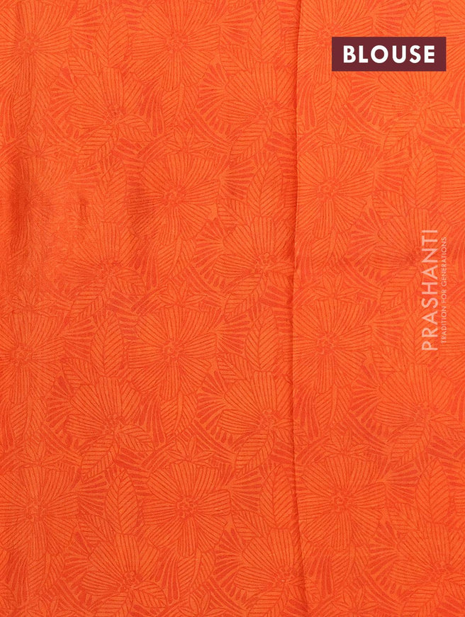 Printed silk saree off white and orange with allover geometric prints and printed border - {{ collection.title }} by Prashanti Sarees