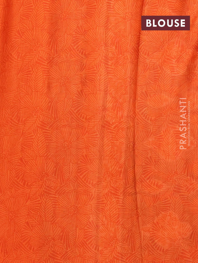 Printed silk saree off white and orange with allover prints and printed border - {{ collection.title }} by Prashanti Sarees