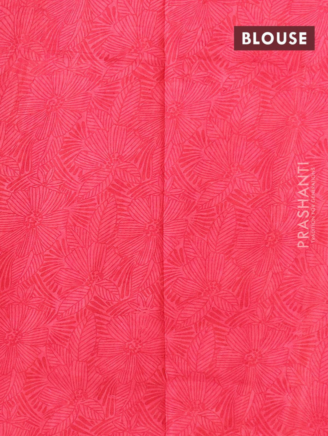 Printed silk saree off white and pink with allover prints and printed border - {{ collection.title }} by Prashanti Sarees