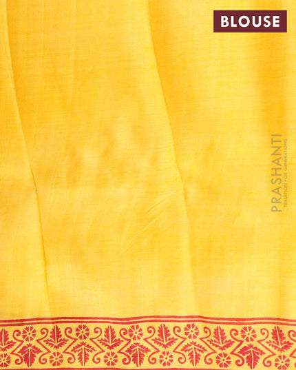 Printed silk saree yellow and maroon with allover geometric prints and printed border - {{ collection.title }} by Prashanti Sarees