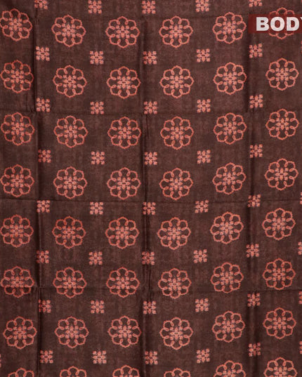 Pure chanderi silk cotton saree brown and orange with allover prints and small zari woven border - {{ collection.title }} by Prashanti Sarees