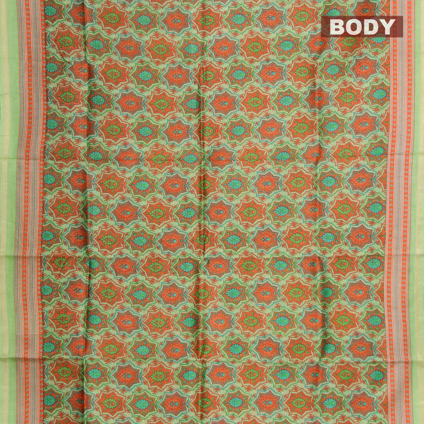 Pure chanderi silk cotton saree light green with allover prints and small zari woven border - {{ collection.title }} by Prashanti Sarees