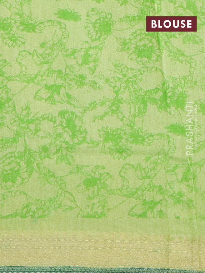 Pure chanderi silk cotton saree light green with allover prints and zari woven border - {{ collection.title }} by Prashanti Sarees