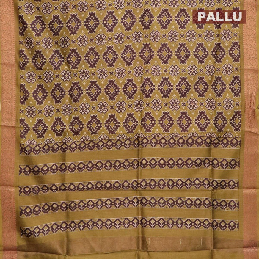 Pure chanderi silk cotton saree mehendi green with allover prints and woven border - {{ collection.title }} by Prashanti Sarees