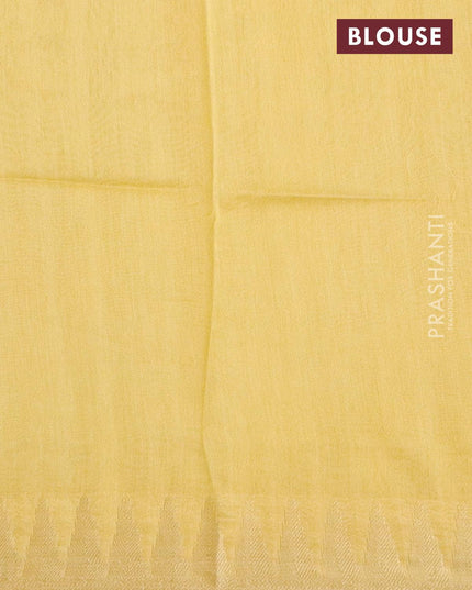 Pure chanderi silk cotton saree pale yellow and pink with allover prints and woven border - {{ collection.title }} by Prashanti Sarees