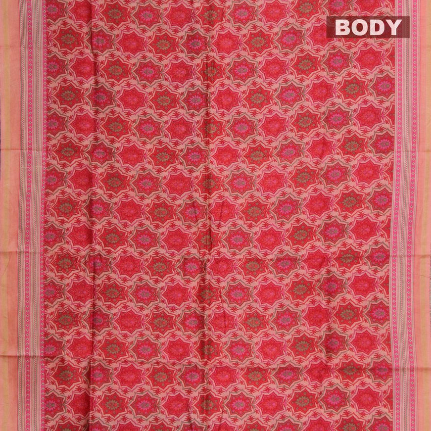 Pure chanderi silk cotton saree peach pink and pink with allover prints and small zari woven border - {{ collection.title }} by Prashanti Sarees