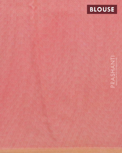 Pure chanderi silk cotton saree peach pink and pink with allover prints and small zari woven border - {{ collection.title }} by Prashanti Sarees