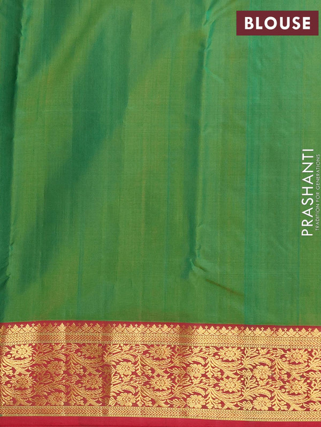 Pure chanderi silk saree dual shade of green and pink with silver & gold zari woven buttas and zari woven border - {{ collection.title }} by Prashanti Sarees