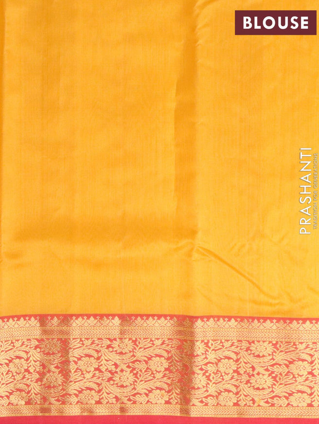 Pure chanderi silk saree mango yellow with allover zari woven floral buttas and zari woven border - {{ collection.title }} by Prashanti Sarees