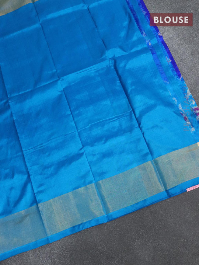 Pure ikat silk pavadai sattai material blue and cs blue with allover ikat butta prints and ikat design zari woven border for 4 to 10 years - {{ collection.title }} by Prashanti Sarees