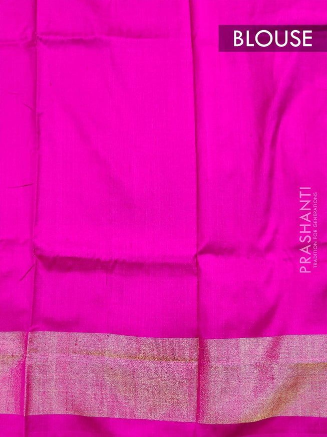 Pure ikat silk pavadai sattai material blue and pink with ikat weaves and zari border for 3 to 7 years - {{ collection.title }} by Prashanti Sarees