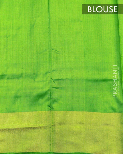Pure ikat silk pavadai sattai material dual shade of pink and green with ikat weaves and zari border for 3 to 7 years - {{ collection.title }} by Prashanti Sarees