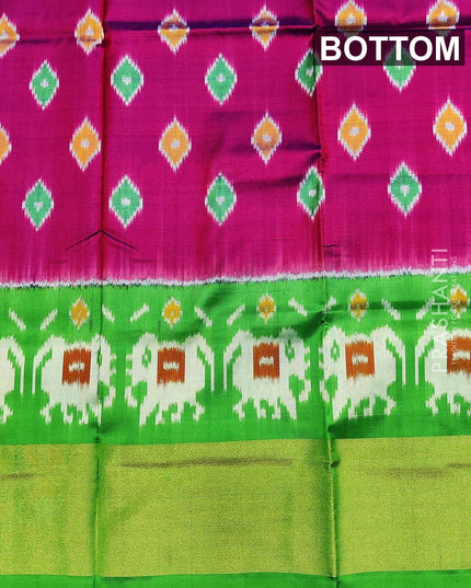 Pure ikat silk pavadai sattai material dual shade of purple and green with ikat weaves and zari border for 3 to 7 years - {{ collection.title }} by Prashanti Sarees