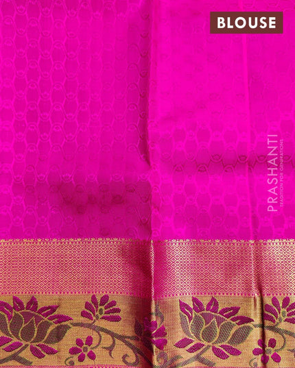 Pure kanchivaram kids tissue lehanga brown shade and pink with allover self emboss and golden zari border - 3-5yrs - {{ collection.title }} by Prashanti Sarees