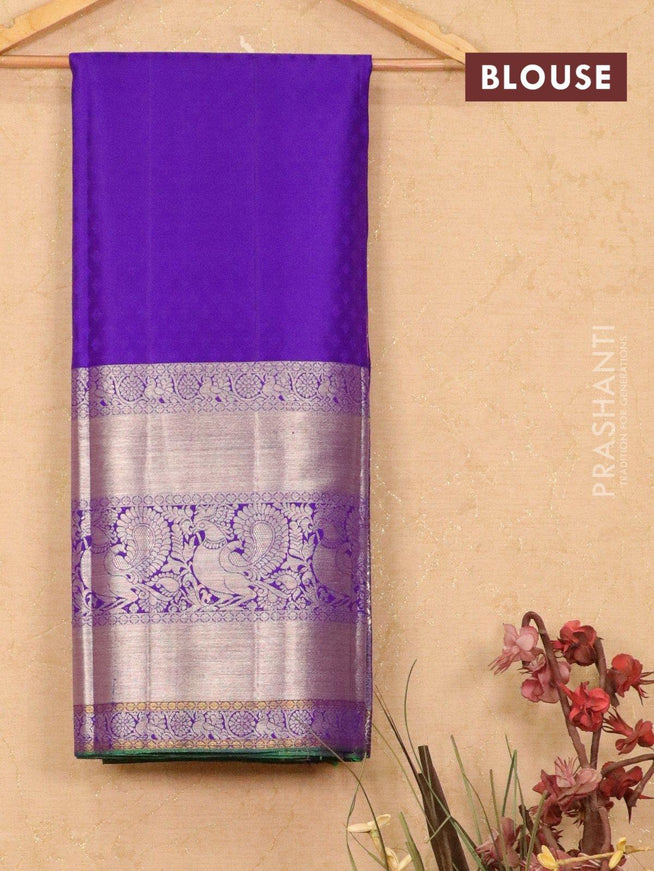 Pure kanchivaram lehanga candy pink and violet with allover silver zari weaves and silver zari woven border - freesize - {{ collection.title }} by Prashanti Sarees