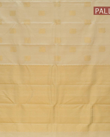 Pure Kanjivaram silk saree cream with annam zari woven buttas and zari woven piping border - {{ collection.title }} by Prashanti Sarees