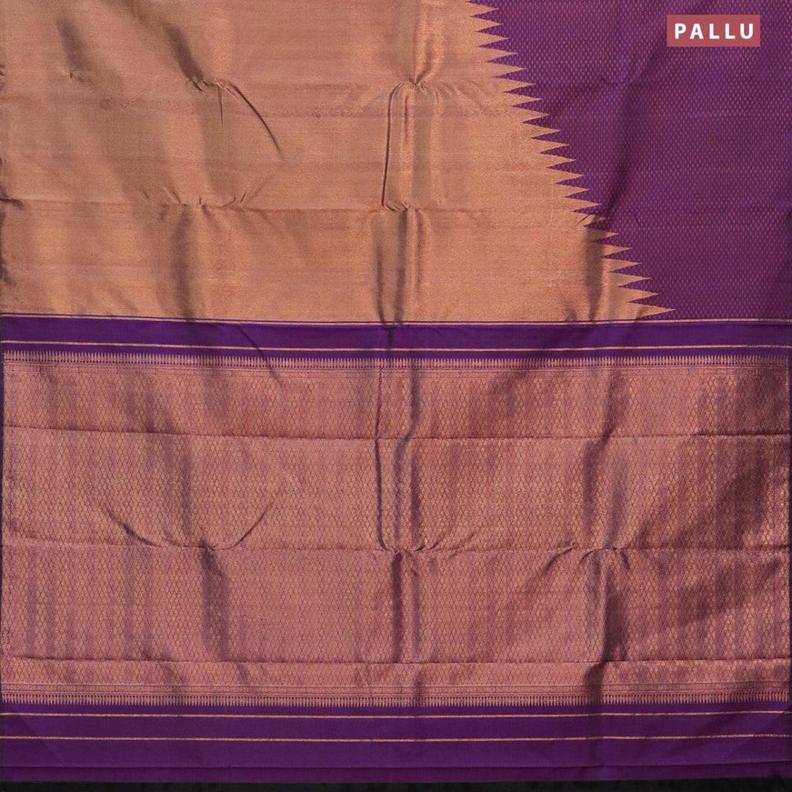 Pure kanjivaram silk saree deep purple with self emboss and raising temple design zari woven border - {{ collection.title }} by Prashanti Sarees