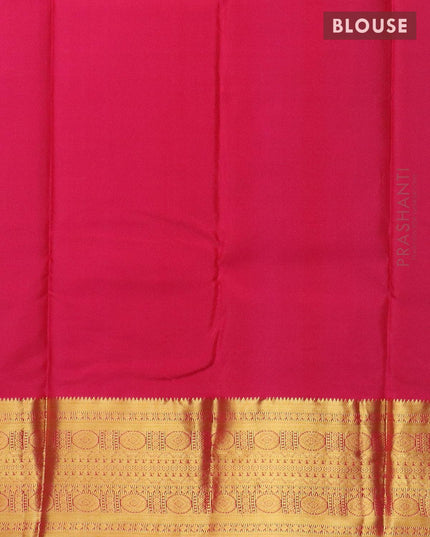 Pure kanjivaram silk saree green and pink shade with zari woven floral buttas and zari woven border - {{ collection.title }} by Prashanti Sarees