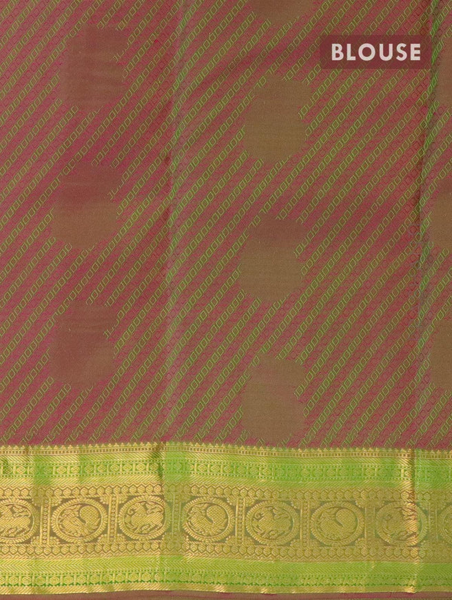 Pure Kanjivaram silk saree green and pink with allover self emboss & zari buttas and zari woven border - {{ collection.title }} by Prashanti Sarees