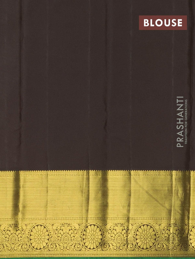 Pure kanjivaram silk saree grey and dark brown with allover kalamkari digital prints and zari woven border - {{ collection.title }} by Prashanti Sarees