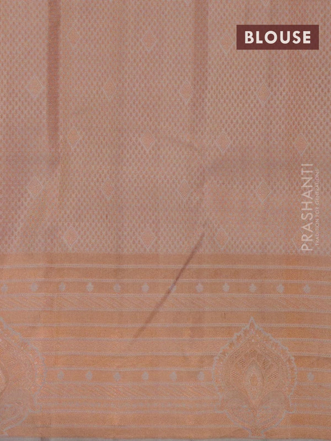 Pure Kanjivaram silk saree grey with allover copper small zari buttas and zari woven border - {{ collection.title }} by Prashanti Sarees