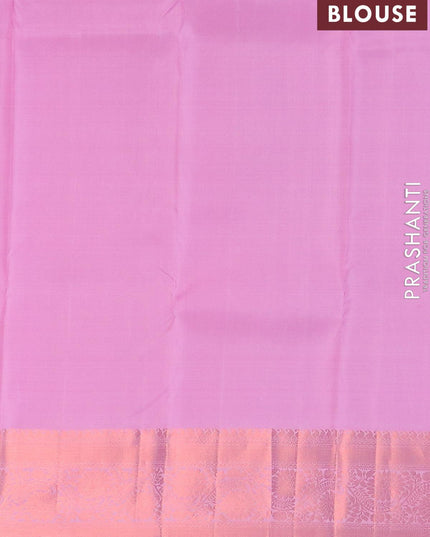 Pure kanjivaram silk saree light pink with allover silver & copper zari weaves and copper zari woven border Allover weaves - {{ collection.title }} by Prashanti Sarees