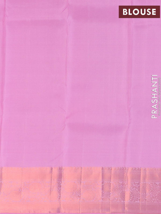 Pure kanjivaram silk saree light pink with allover silver & copper zari weaves and copper zari woven border Allover weaves - {{ collection.title }} by Prashanti Sarees