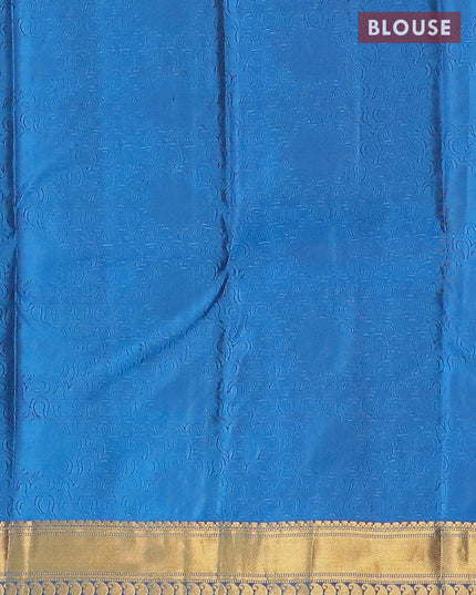 Pure kanjivaram silk saree maroon and cs blue with allover self emboss & zari buttas and zari woven paisley border - {{ collection.title }} by Prashanti Sarees