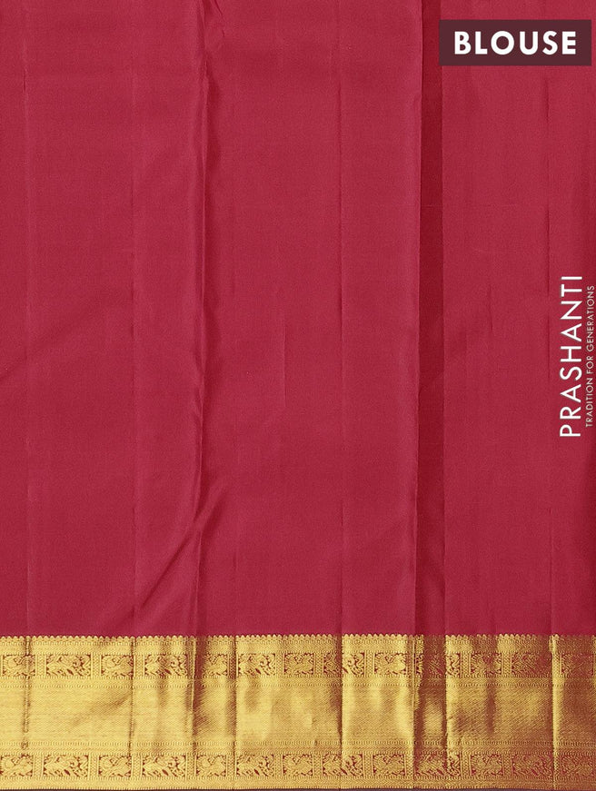 Pure kanjivaram silk saree maroon with allover zari woven butta weaves and annam zari woven border - {{ collection.title }} by Prashanti Sarees