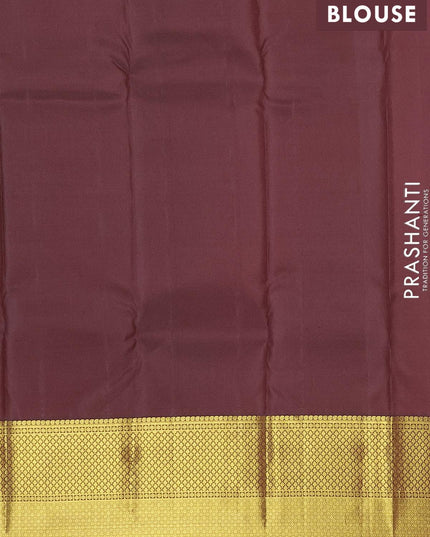 Pure kanjivaram silk saree red and brown with allover zari woven brocade pattern and rich zari woven border - {{ collection.title }} by Prashanti Sarees