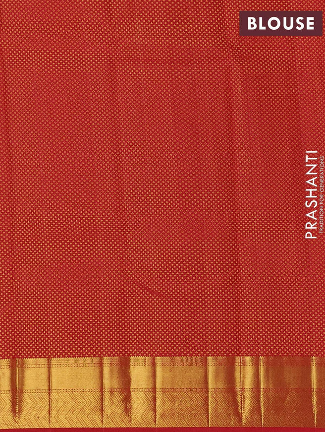 Pure kanjivaram silk saree red with allover zari woven brocade pattern and zari woven border - {{ collection.title }} by Prashanti Sarees