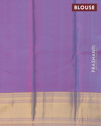 Pure kanjivaram silk saree teal green and pink with allover checked pattern and zari woven border - {{ collection.title }} by Prashanti Sarees