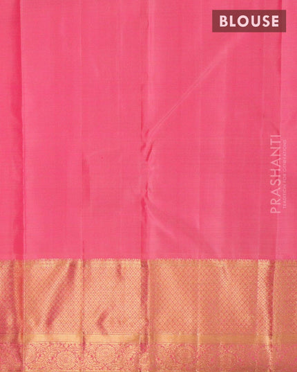 Pure Kanjivaram silk tissue saree beige and light pink with allover thread & zari weaves and zari woven border - {{ collection.title }} by Prashanti Sarees