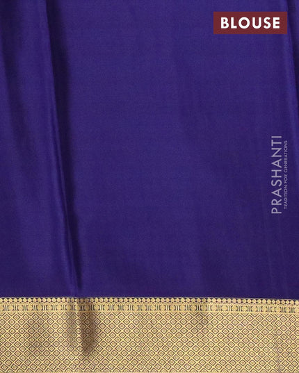 Pure mysore silk saree cs blue and blue and allover silver & gold zari weaves and zari woven border - {{ collection.title }} by Prashanti Sarees