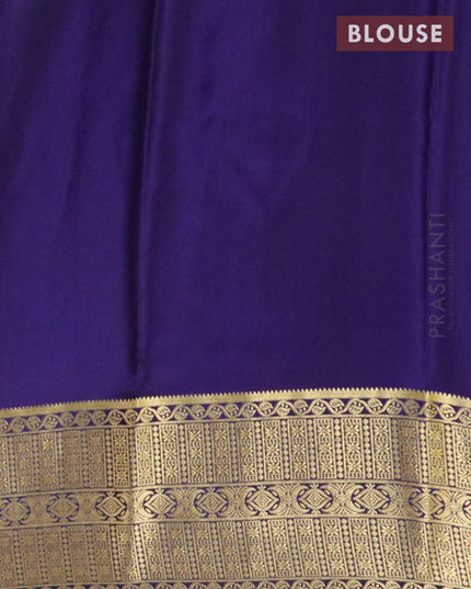Pure mysore silk saree cs blue and blue with allover zari checks and zari woven border - {{ collection.title }} by Prashanti Sarees