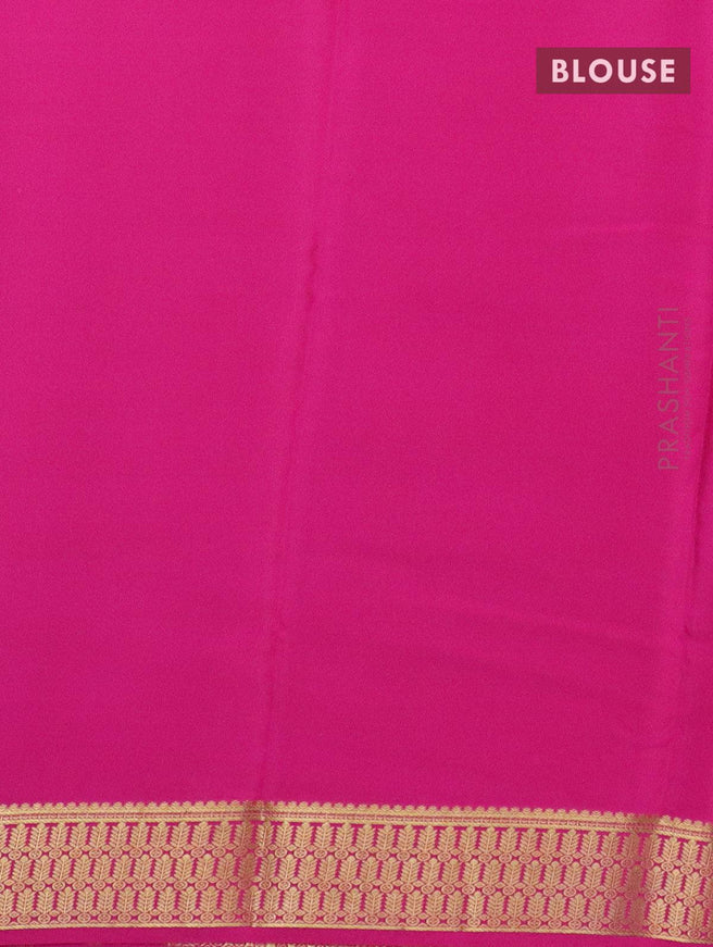 Pure Mysore silk saree green and pink with plain body and paisley zari woven border - {{ collection.title }} by Prashanti Sarees