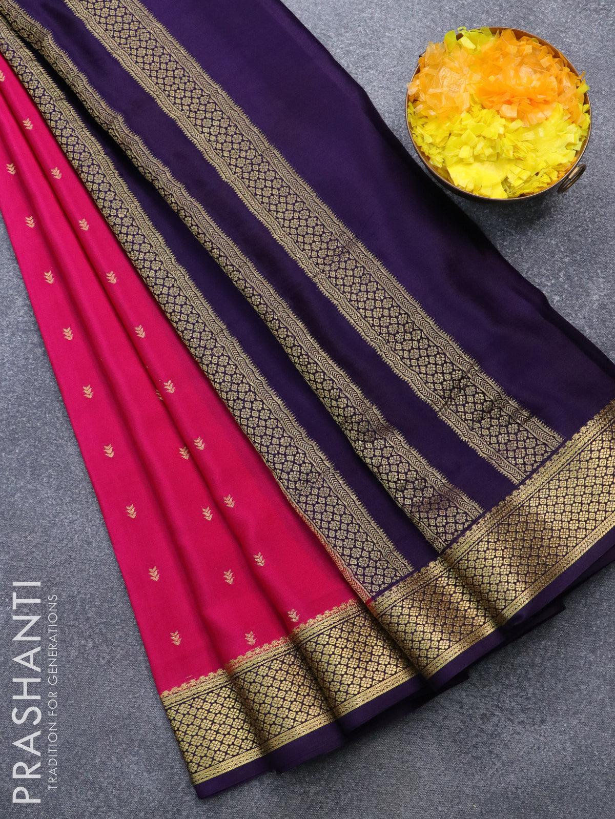 Raspberry Pink Pure Crepe Silk Hand Embroidered Saree Set Design by The  Whole Nine Yards at Pernia's Pop Up Shop 2024