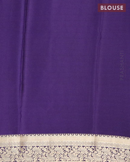 Pure mysore silk saree red and dark blue with zari woven buttas and zari woven border - {{ collection.title }} by Prashanti Sarees