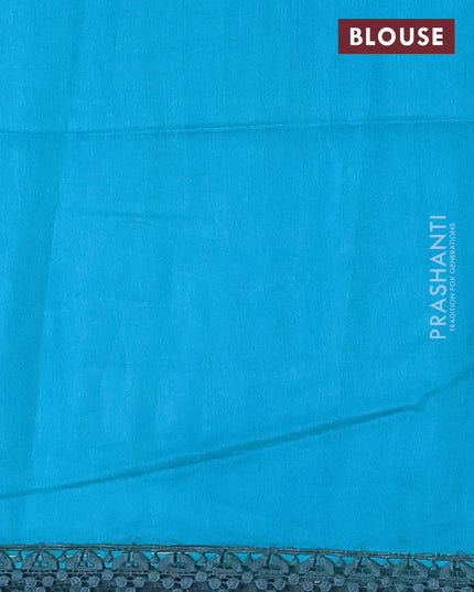 Pure organza saree blue with allover floral prints and crocia lace work border - {{ collection.title }} by Prashanti Sarees
