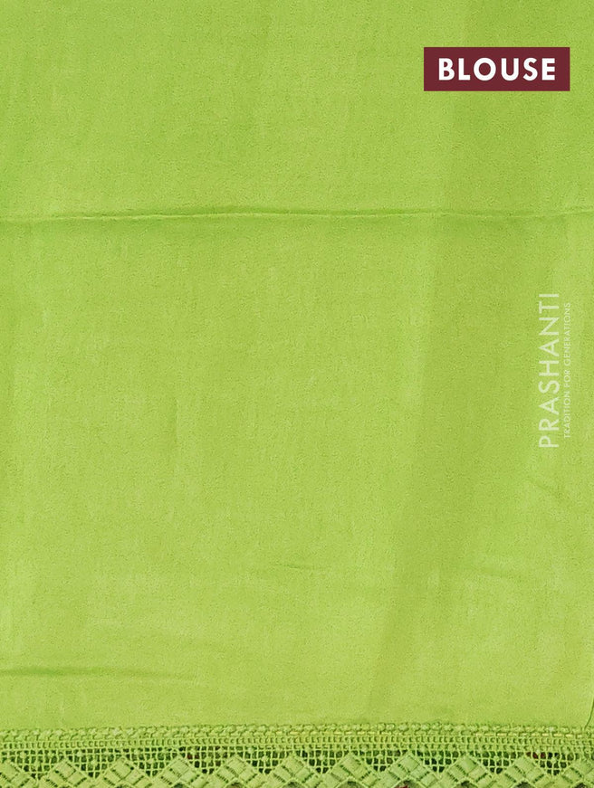 Pure organza saree green with allover floral prints and crocia lace work border - {{ collection.title }} by Prashanti Sarees