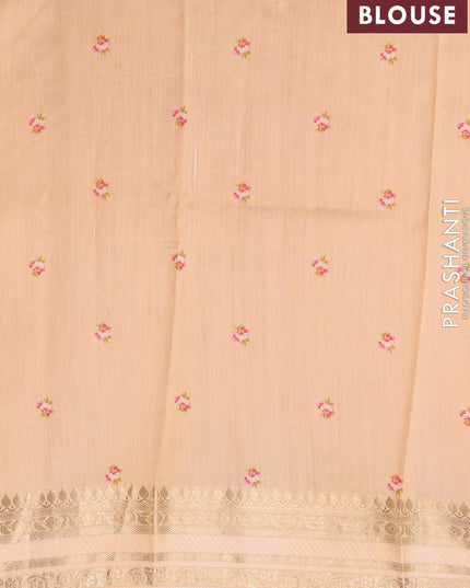 Pure organza silk saree peach shade and pale orange with allover floral prints and zari woven border - {{ collection.title }} by Prashanti Sarees